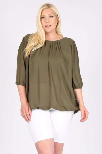 Plus Size Ruffle Round Neck TOP - Crazy Like a Daisy Boutique #