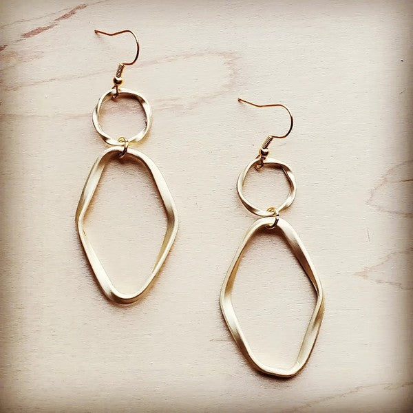 Matte Gold Hoop Earrings with Oval Hoop Dangle - Crazy Like a Daisy Boutique #