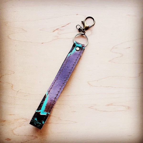 Embossed Leather Key Chain Strap Turquoise Steer - Crazy Like a Daisy Boutique #