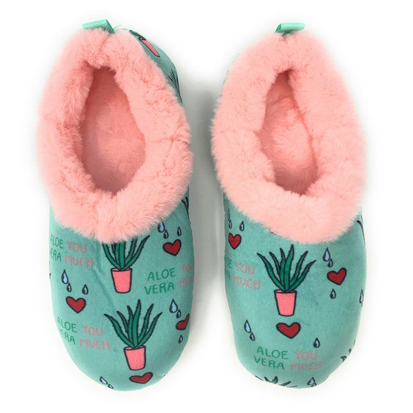 Aloe You - Women's House Sherpa Slippers - Crazy Like a Daisy Boutique #