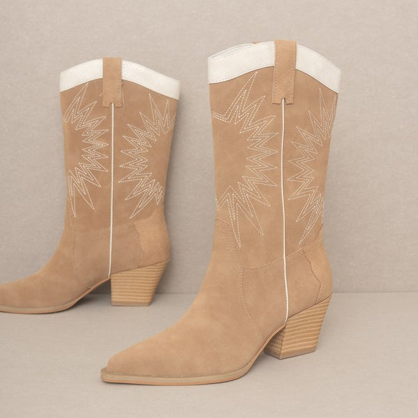 OASIS SOCIETY Halle - Paneled Cowboy Boots - Crazy Like a Daisy Boutique #