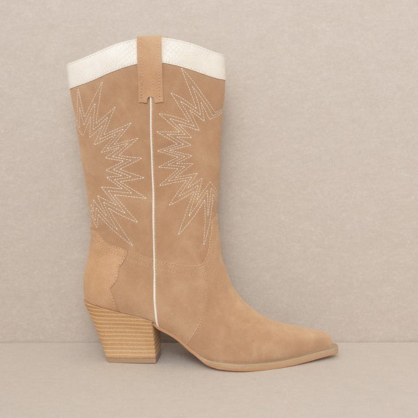 OASIS SOCIETY Halle - Paneled Cowboy Boots - Crazy Like a Daisy Boutique #