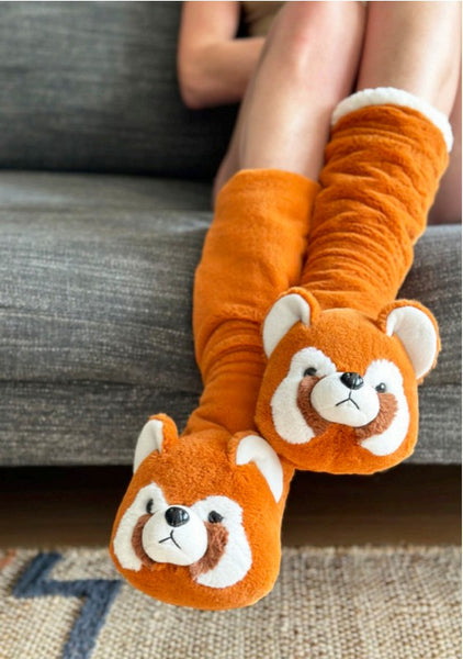 Red Panda - Women's Plush Animal Slipper Socks - Crazy Like a Daisy Boutique #