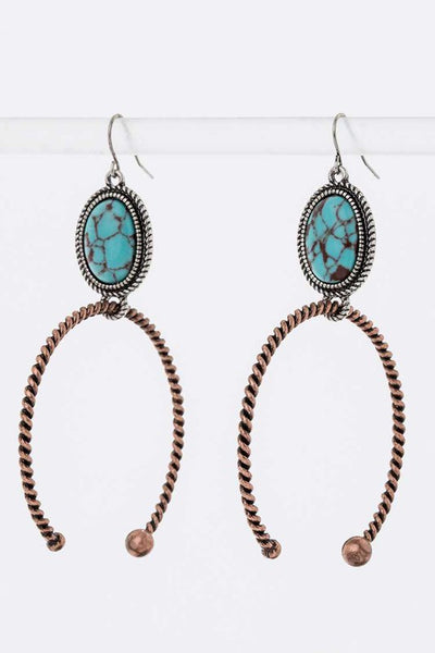 Turquoise Textured Drop Western Earrings