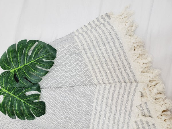 Throw Blanket XLarge Authentic Wave,Turkish cotton