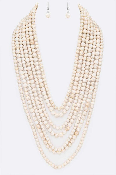 Statement Genuine Beads Layered Necklace Set - Crazy Like a Daisy Boutique #