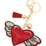 Flying Heart Rhinestone Pillow Key Chain