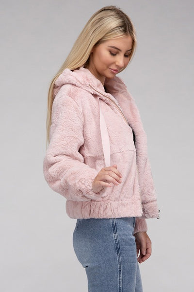 Fluffy Zip-Up Teddy Hoodie - Crazy Like a Daisy Boutique #