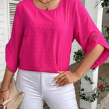 Swiss Dot Round Neck Blouse - Crazy Like a Daisy Boutique #