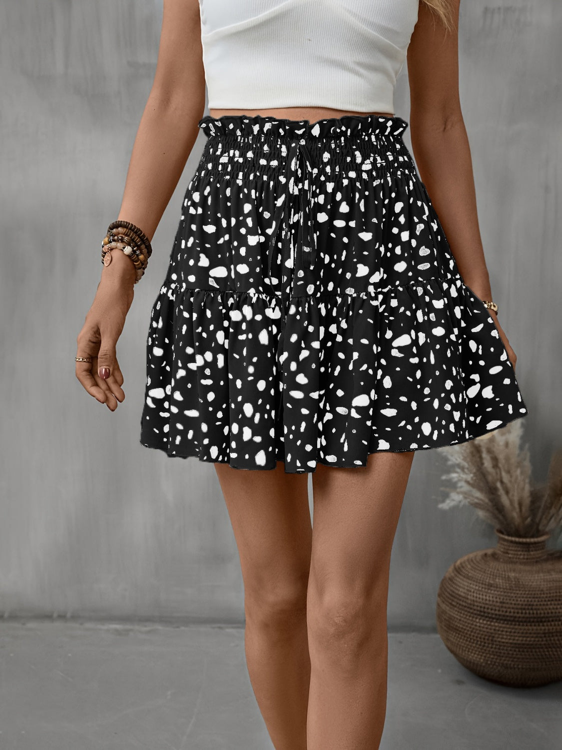 Frill Tied Printed Mini Skirt - Crazy Like a Daisy Boutique #