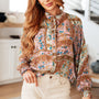 Show and Tell Mixed Print Peasant Blouse