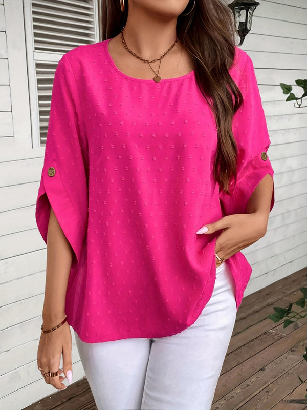 Swiss Dot Round Neck Blouse - Crazy Like a Daisy Boutique #