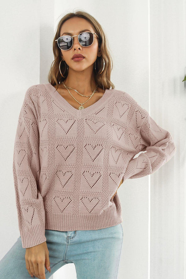 V-Neck Drop Shoulder Sweater - Crazy Like a Daisy Boutique #