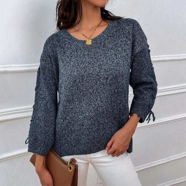 Round Neck Dropped Shoulder Sweater - Crazy Like a Daisy Boutique #