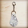 4" Embossed Leather Keychain Oyster Paisley - Crazy Like a Daisy Boutique #