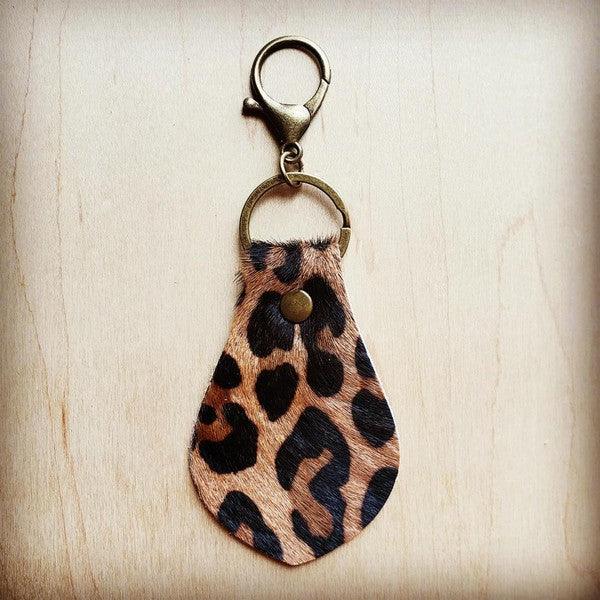4" Hair-on-Hide Leather Key Chain - Leopard - Crazy Like a Daisy Boutique #