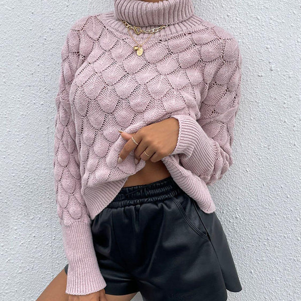 Turtle Neck Ribbed Long Sleeve Sweater - Crazy Like a Daisy Boutique #