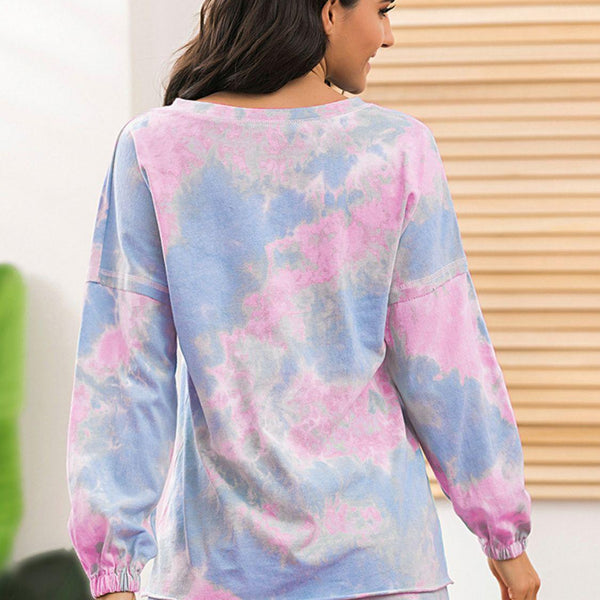 Tie-Dye Long Sleeve Top and Shorts Lounge Set - Crazy Like a Daisy Boutique #