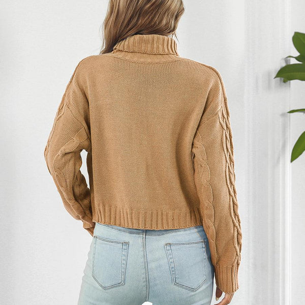 Turtleneck Dropped Shoulder Sweater - Crazy Like a Daisy Boutique #