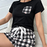 Plaid Heart Top and Shorts Lounge Set - Crazy Like a Daisy Boutique #