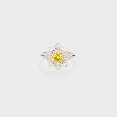 Flower Shape Zircon Platinum-Plated 925 Sterling Silver Ring - Crazy Like a Daisy Boutique #