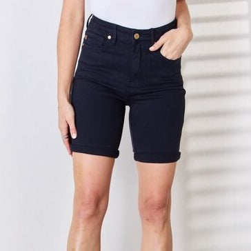 Judy Blue Full Size High Waist Tummy Control Bermuda Shorts - Crazy Like a Daisy Boutique #