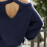 Ribbed Long Sleeve Cold Shoulder Knit Top - Crazy Like a Daisy Boutique