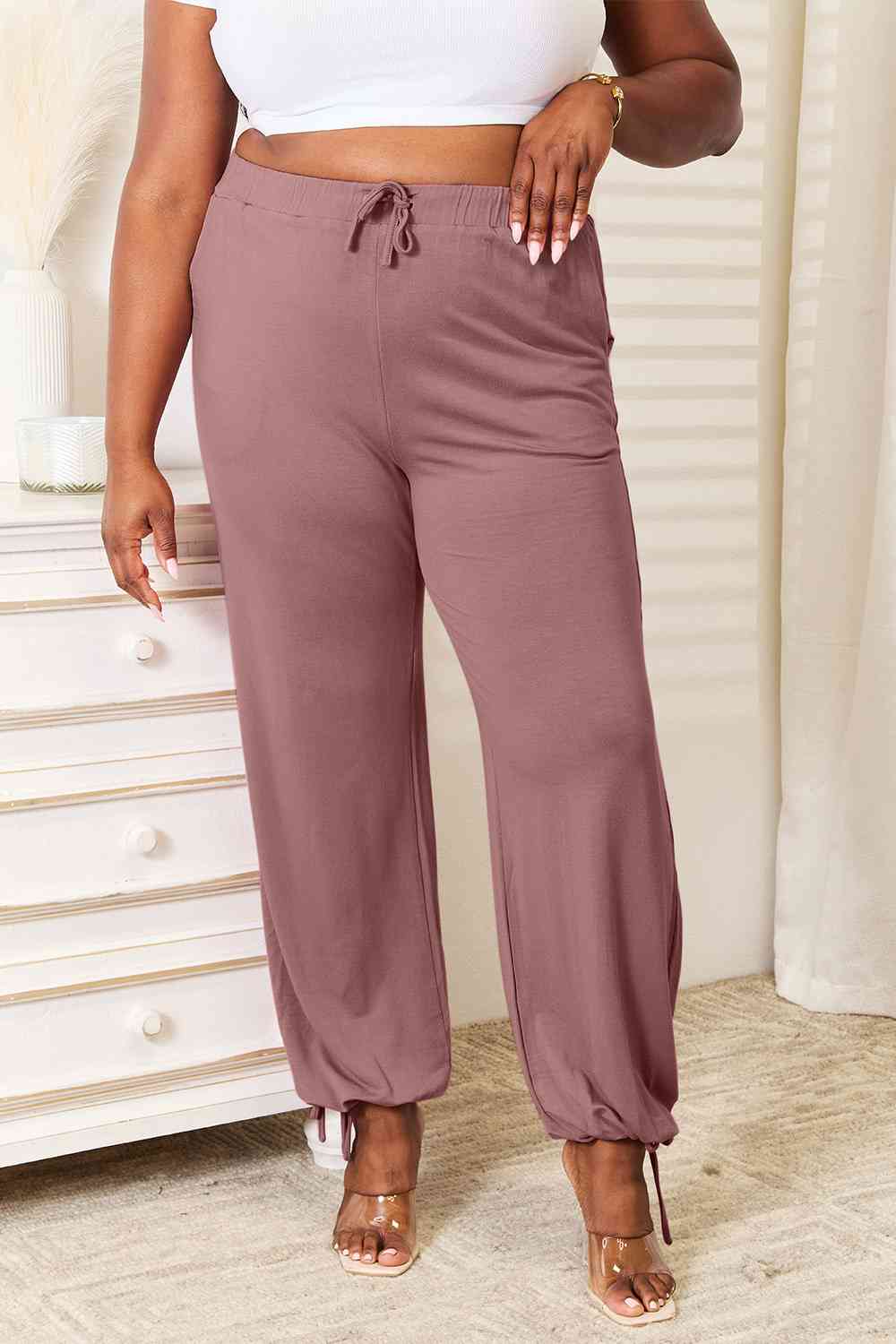 Basic Bae Full Size Soft Rayon Drawstring Waist Pants with Pockets - Crazy Like a Daisy Boutique #