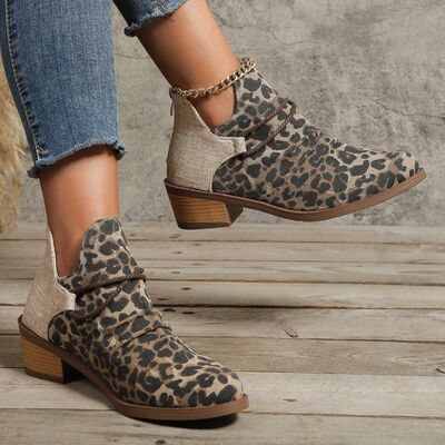 Contrast Canvas Low Heel Boots - Crazy Like a Daisy Boutique #