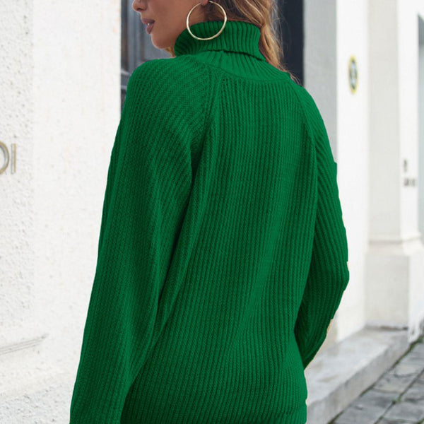 Turtleneck Rib-Knit Sweater - Crazy Like a Daisy Boutique #