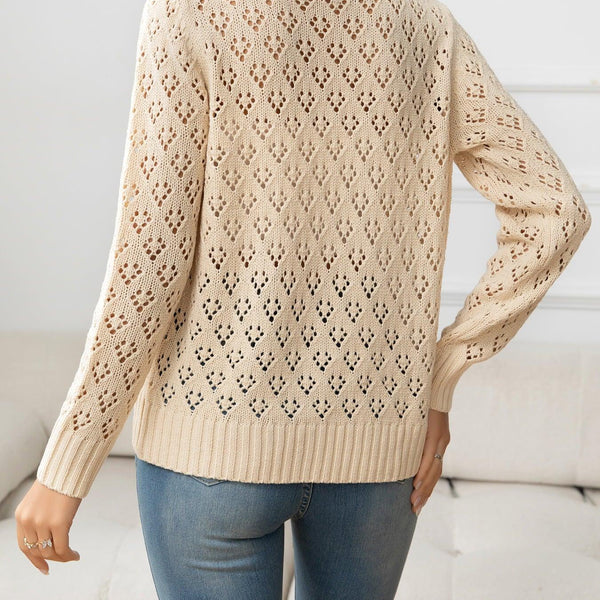 Openwork V-Neck Buttoned Knit Top - Crazy Like a Daisy Boutique #