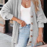 Full Size Button-Up V-Neck Long Sleeve Cardigan - Crazy Like a Daisy Boutique #