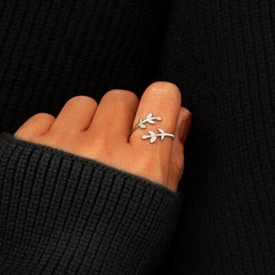 925 Sterling Silver Zircon Leaf Shape Ring - Crazy Like a Daisy Boutique #
