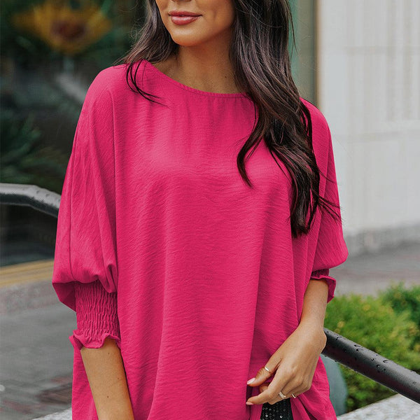 Round Neck Dolman Sleeve Textured Blouse - Crazy Like a Daisy Boutique #