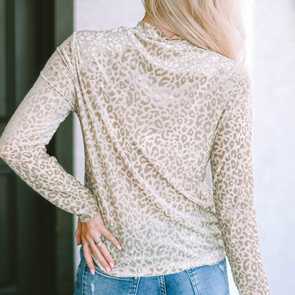 Round Neck Leopard Print Long Sleeve Tee - Crazy Like a Daisy Boutique #