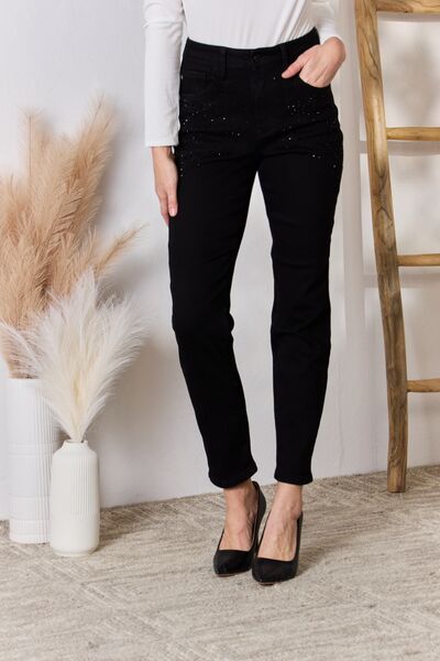 Judy Blue Full Size Rhinestone Embellished Slim Jeans - Crazy Like a Daisy Boutique #