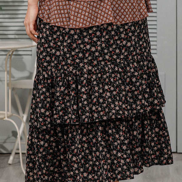 Plus Size Ditsy Floral Layered Maxi Skirt - Crazy Like a Daisy Boutique #