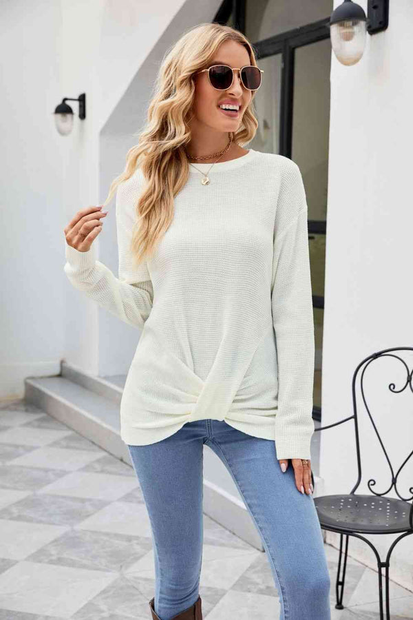 Twisted Round Neck Sweater - Crazy Like a Daisy Boutique #