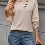 Decorative Button Long Sleeve Top - Crazy Like a Daisy Boutique #