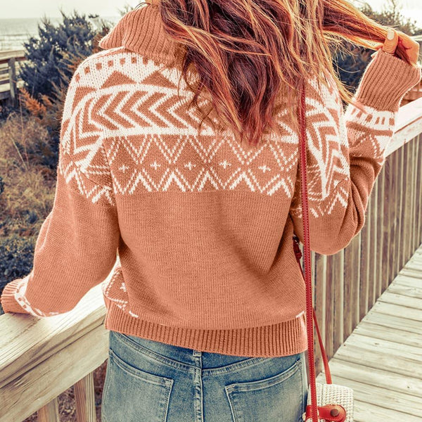 Zip-Up Mock Neck Dropped Shoulder Pullover Sweater - Crazy Like a Daisy Boutique #