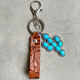 Turquoise Genuine Leather Key Chain - Crazy Like a Daisy Boutique #