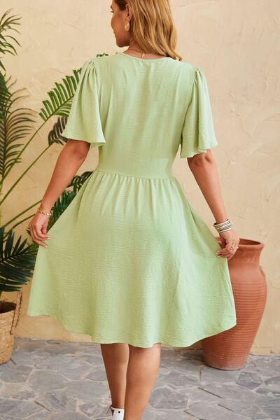 Ruched Surplice Short Sleeve Dress - Crazy Like a Daisy Boutique #