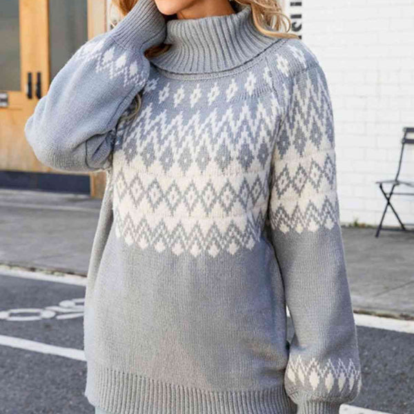 Turtleneck Lantern Sleeve Sweater - Crazy Like a Daisy Boutique #