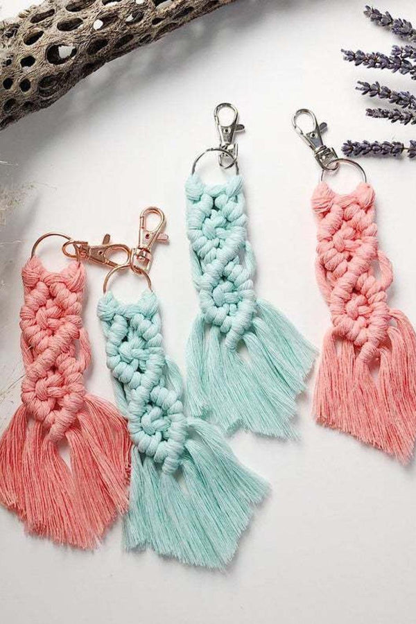 Assorted 4-Pack Macrame Fringe Keychain - Crazy Like a Daisy Boutique #