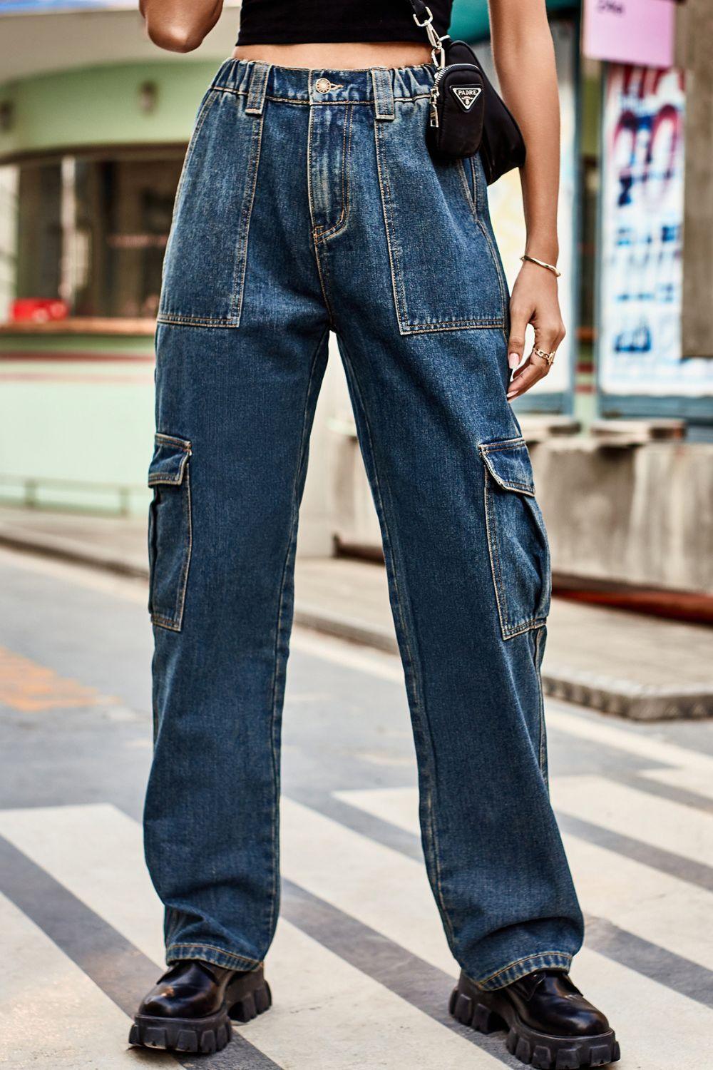 Long Straight Leg Jeans with Pockets - Crazy Like a Daisy Boutique