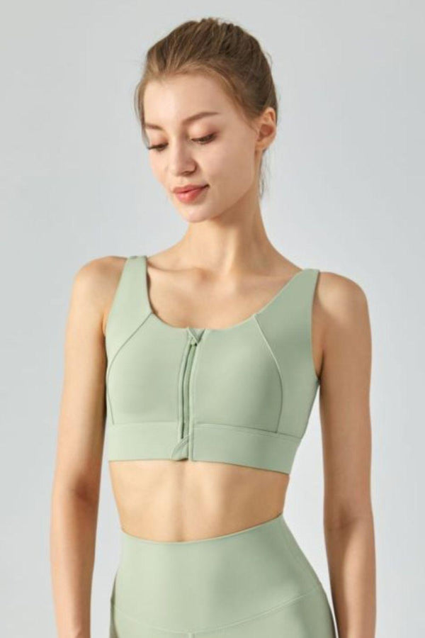 Breathable Zip-Up Sports Bra - Crazy Like a Daisy Boutique