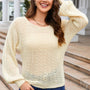 Round Neck Openwork Long Sleeve Knit Top - Crazy Like a Daisy Boutique #