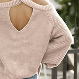 Ribbed Long Sleeve Cold Shoulder Knit Top - Crazy Like a Daisy Boutique