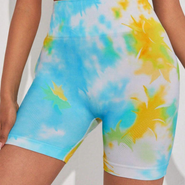 Tie-Dye Wide Waistband Sports Shorts - Crazy Like a Daisy Boutique #