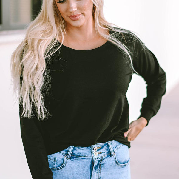 Round Neck Long Sleeve Top - Crazy Like a Daisy Boutique #